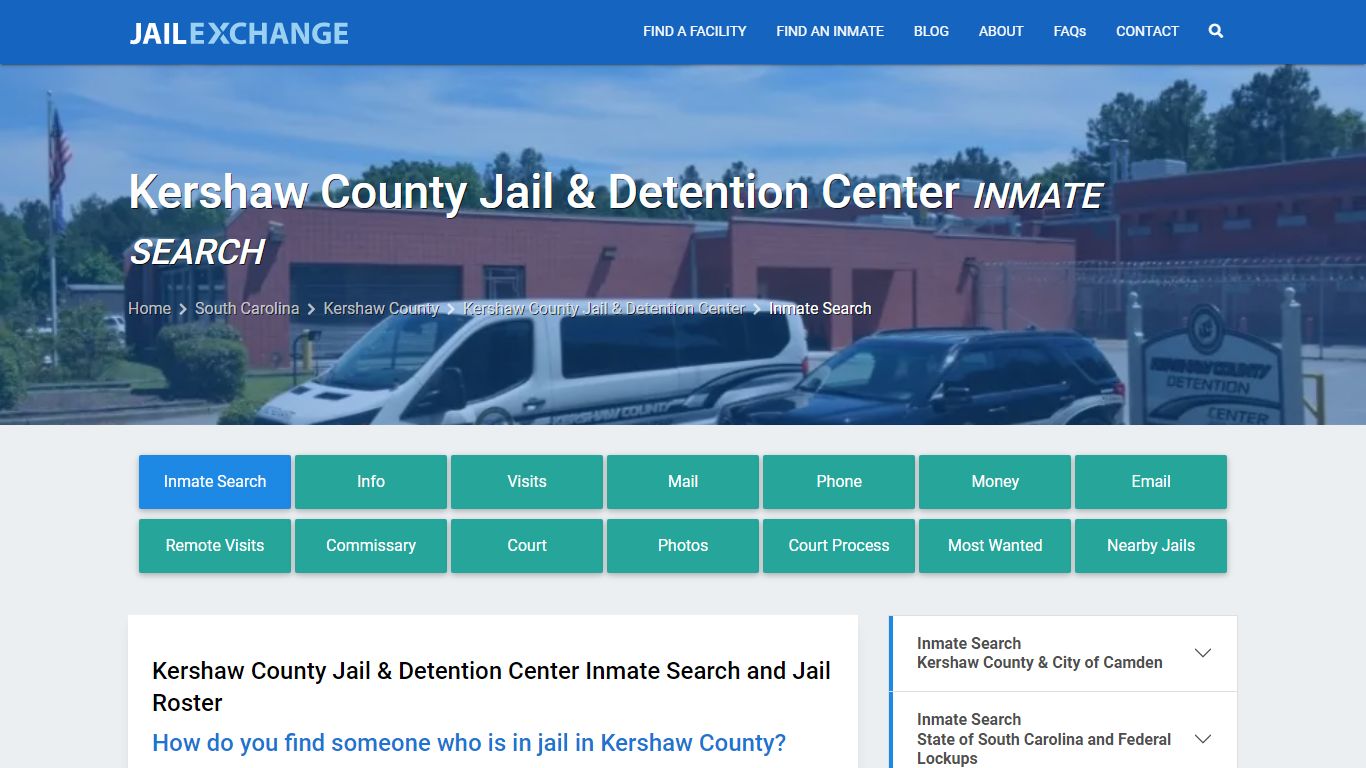 Kershaw County Jail & Detention Center Inmate Search